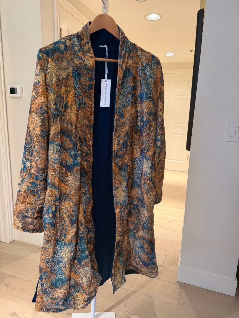 Reversible Velvet Floral Kimono Duster Jacket NWT OS